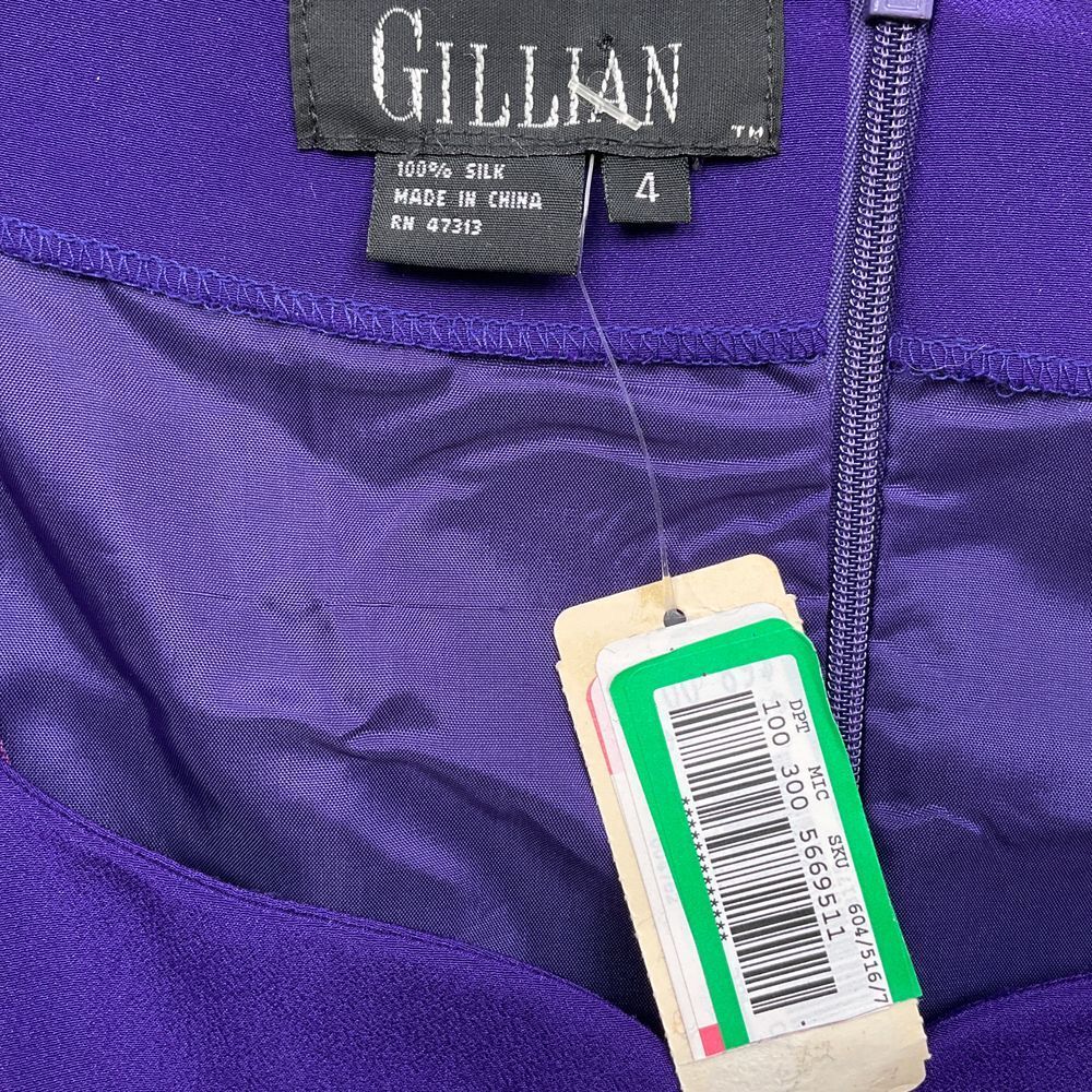 Gillian Dress Womens‎ 4 Purple Sweetheart Silk Pleat Formal Party VTG - Picture 3 of 12